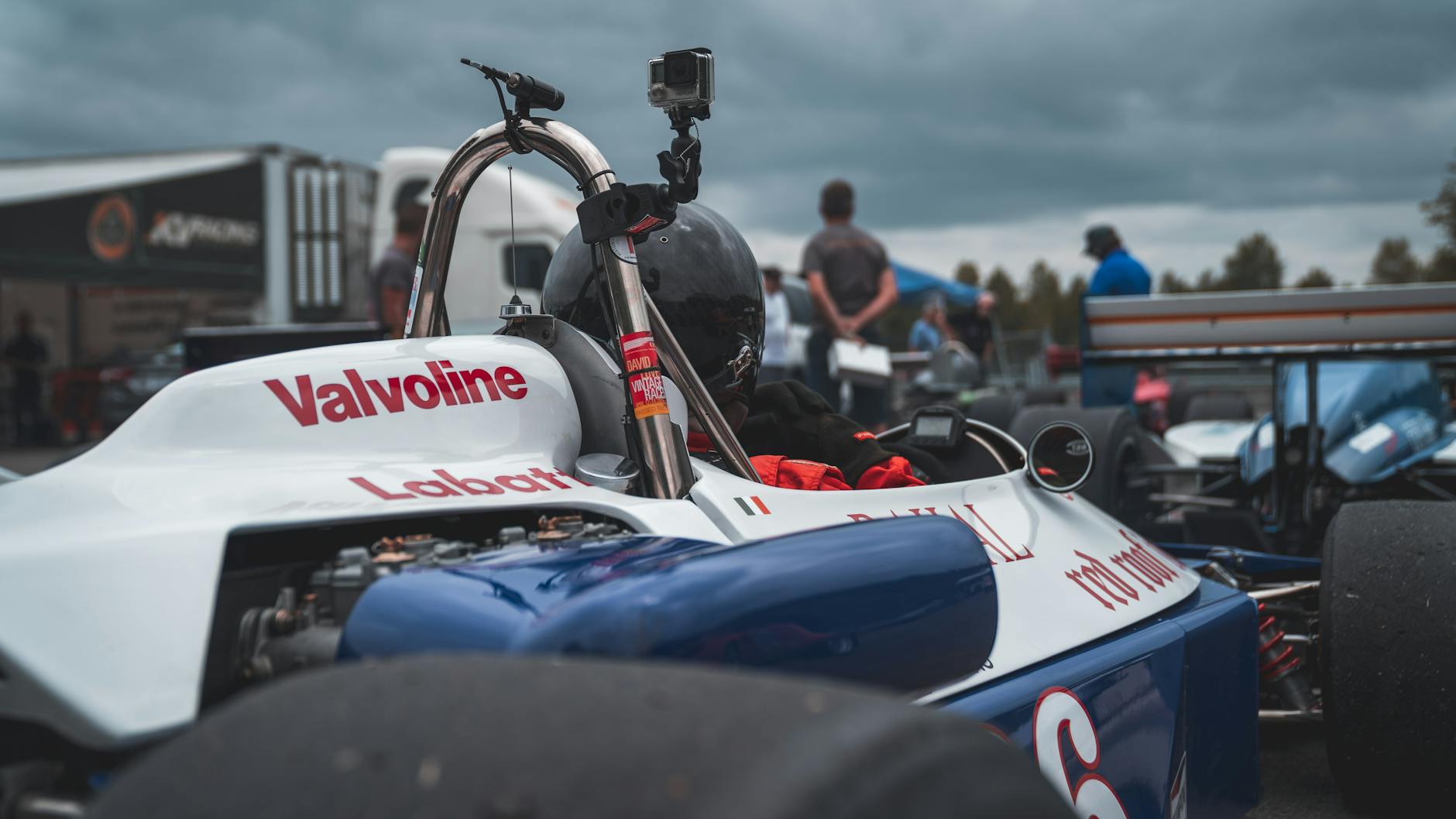 Close-up view of a racer in a Formula car at Mont-Tremblant. Motorsport excitement captured.