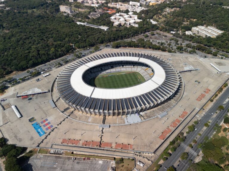 Stunning aerial view of Mineirão Stadium in Belo Horizonte, Brazil, showcasing its impressive architecture.