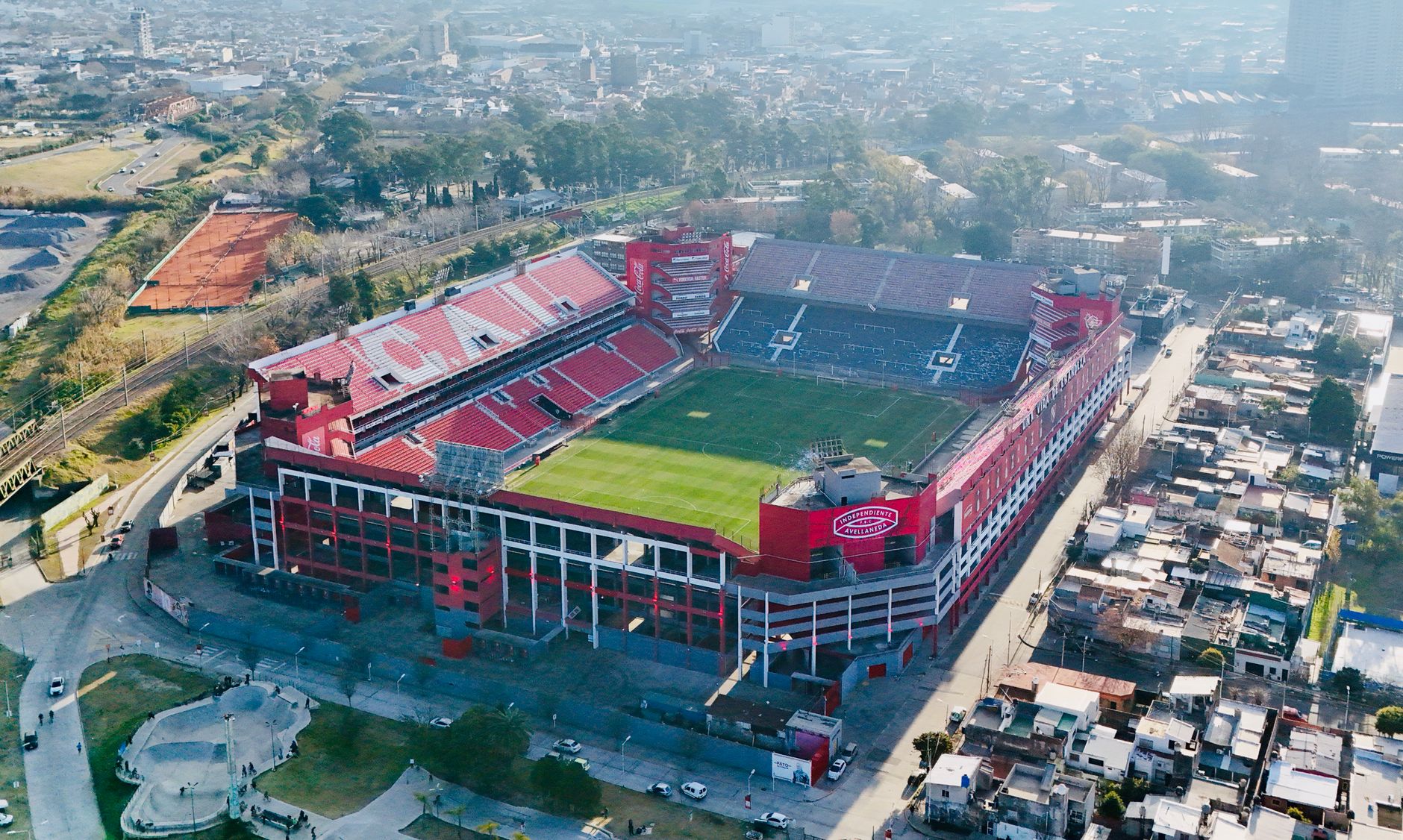 Aerial view of Estadio Libertadores de América, home to Club Atlético Independiente, located in Avellaneda, Argentina.