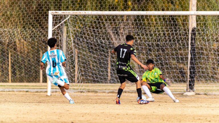 Action-packed moment during an outdoor soccer match with players in motion.